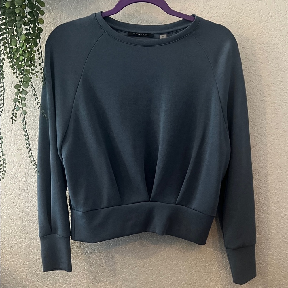 T Tahari Women's Steele Blue Sweatshirt